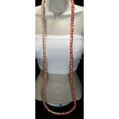 Coquette Y2K Vintage Avon Pink Faux Pearl Long Strand Necklace Statement Jewelry