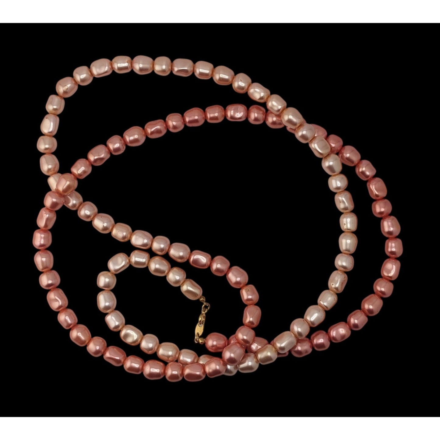 Coquette Y2K Vintage Avon Pink Faux Pearl Long Strand Necklace Statement Jewelry