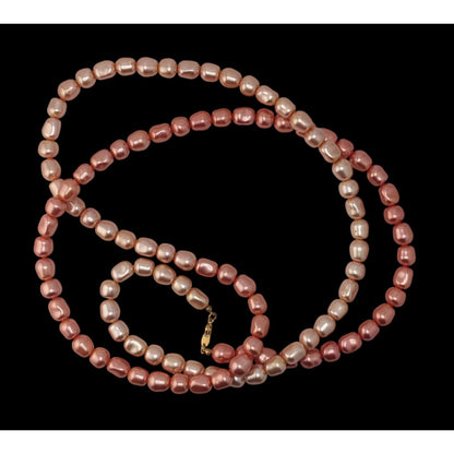 Coquette Y2K Vintage Avon Pink Faux Pearl Long Strand Necklace Statement Jewelry