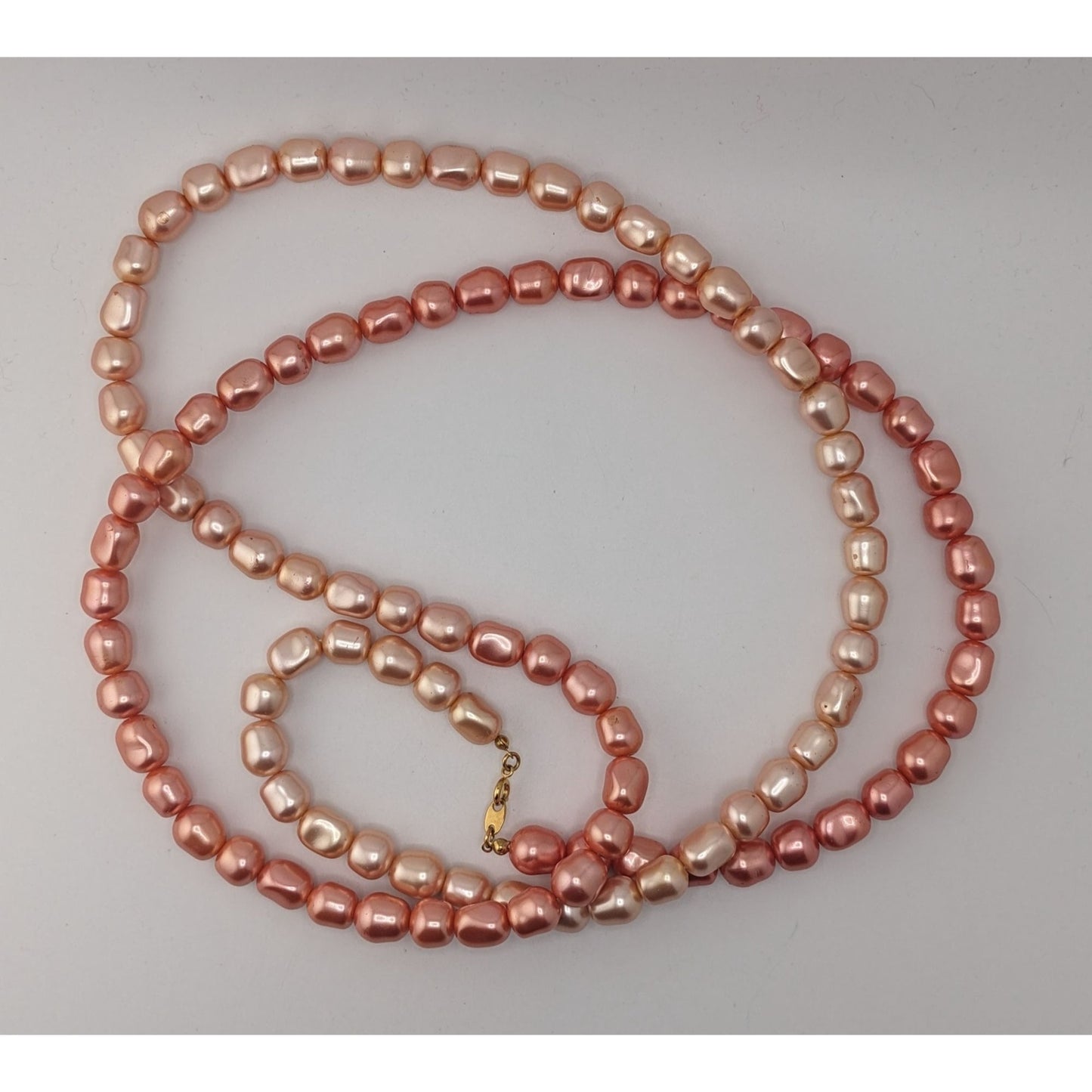 Coquette Y2K Vintage Avon Pink Faux Pearl Long Strand Necklace Statement Jewelry