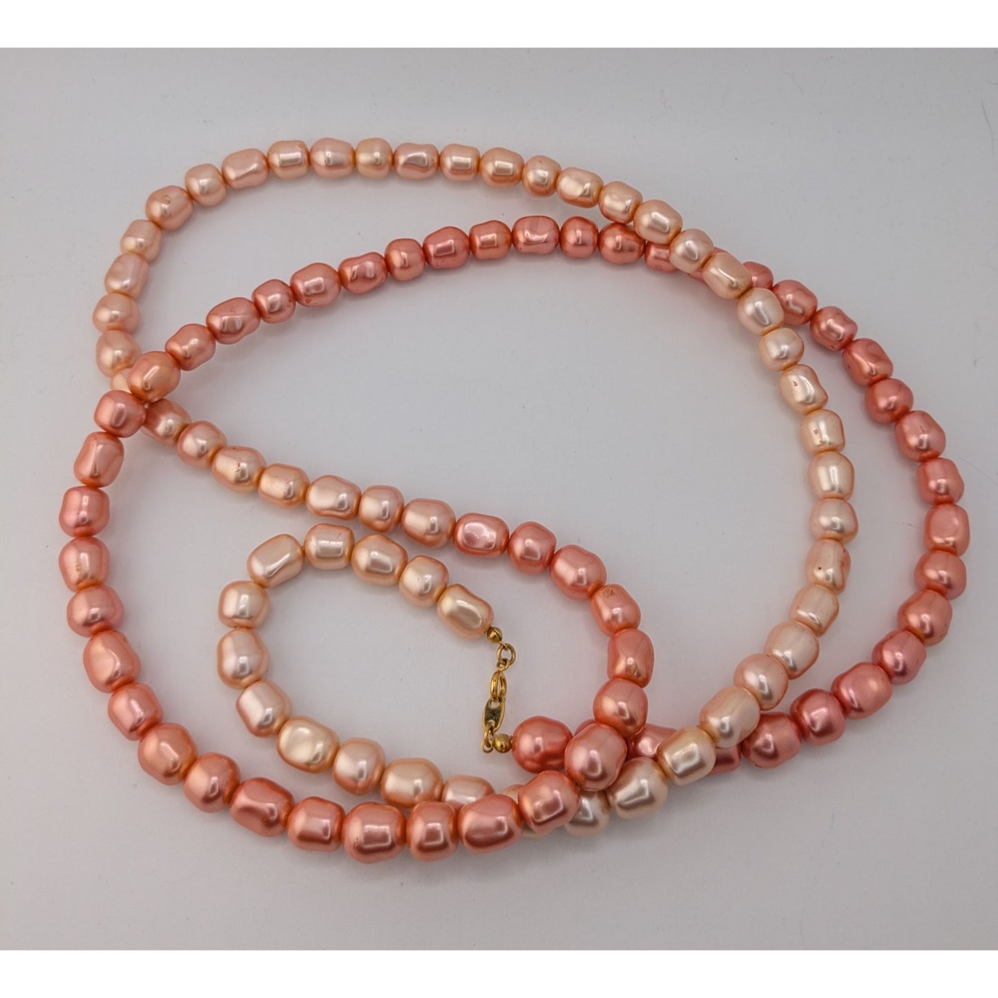 Coquette Y2K Vintage Avon Pink Faux Pearl Long Strand Necklace Statement Jewelry
