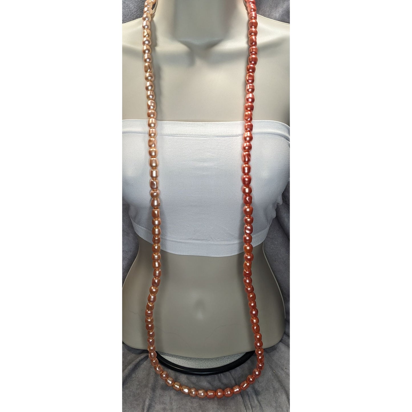 Coquette Y2K Vintage Avon Pink Faux Pearl Long Strand Necklace Statement Jewelry