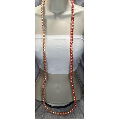 Coquette Y2K Vintage Avon Pink Faux Pearl Long Strand Necklace Statement Jewelry