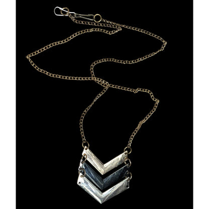 Bohemian Multi-Metallic Chevron Pendant Necklace