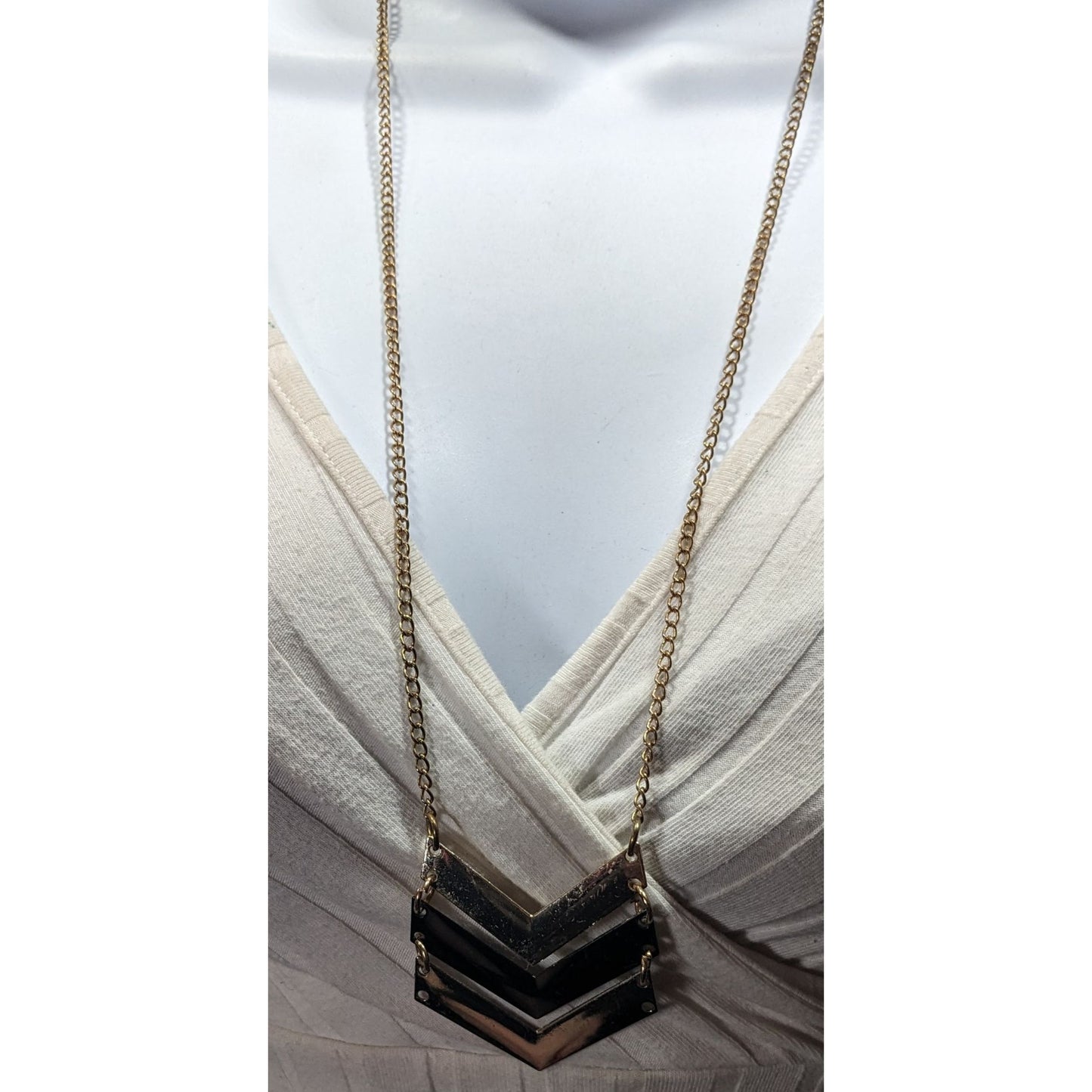 Bohemian Multi-Metallic Chevron Pendant Necklace