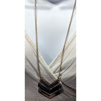 Bohemian Multi-Metallic Chevron Pendant Necklace