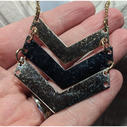 Bohemian Multi-Metallic Chevron Pendant Necklace