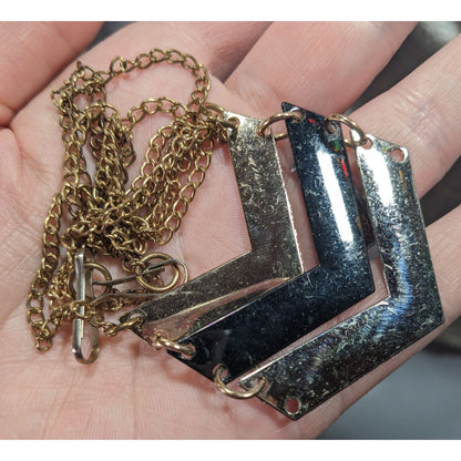 Bohemian Multi-Metallic Chevron Pendant Necklace