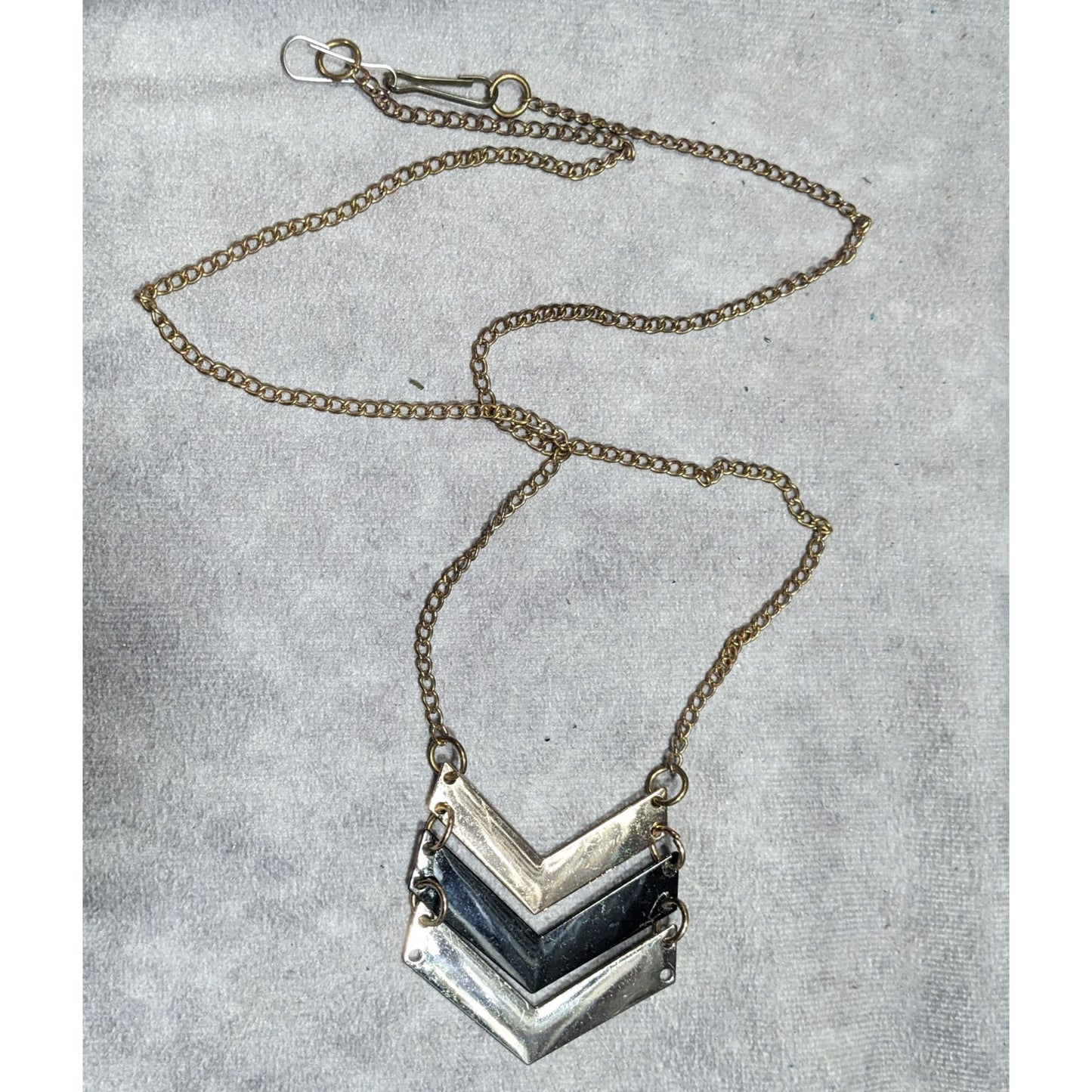 Bohemian Multi-Metallic Chevron Pendant Necklace