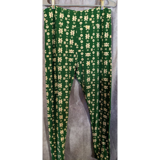 LuLaRoe Gothic Punk Green Skull Leggings