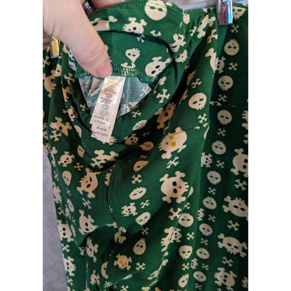 LuLaRoe Gothic Punk Green Skull Leggings