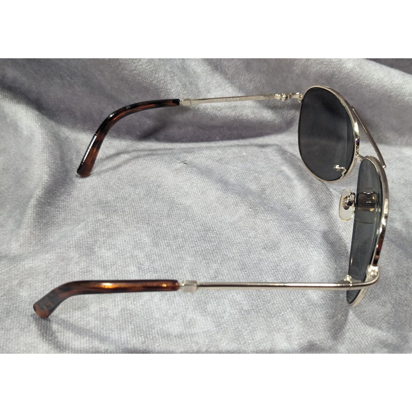 Cole Haan C669 Silver Tone And Tortoise Blue Mirror Aviator Sunglasses