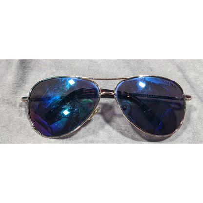 Cole Haan C669 Silver Tone And Tortoise Blue Mirror Aviator Sunglasses