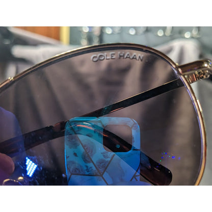 Cole Haan C669 Silver Tone And Tortoise Blue Mirror Aviator Sunglasses