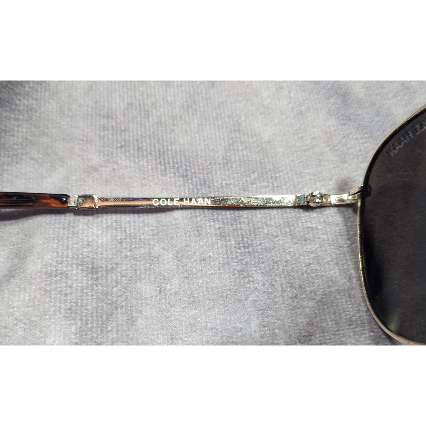 Cole Haan C669 Silver Tone And Tortoise Blue Mirror Aviator Sunglasses