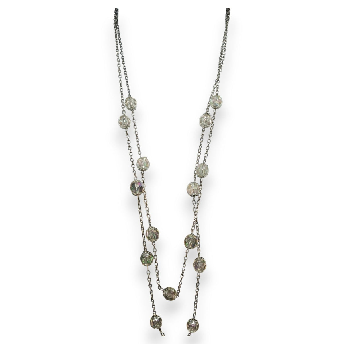 Ethereal Fairycore Aurora Borealis Acrylic Bead Station Necklace 28 Inch