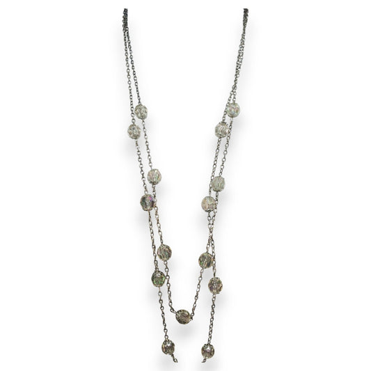 Ethereal Fairycore Aurora Borealis Acrylic Bead Station Necklace 28 Inch