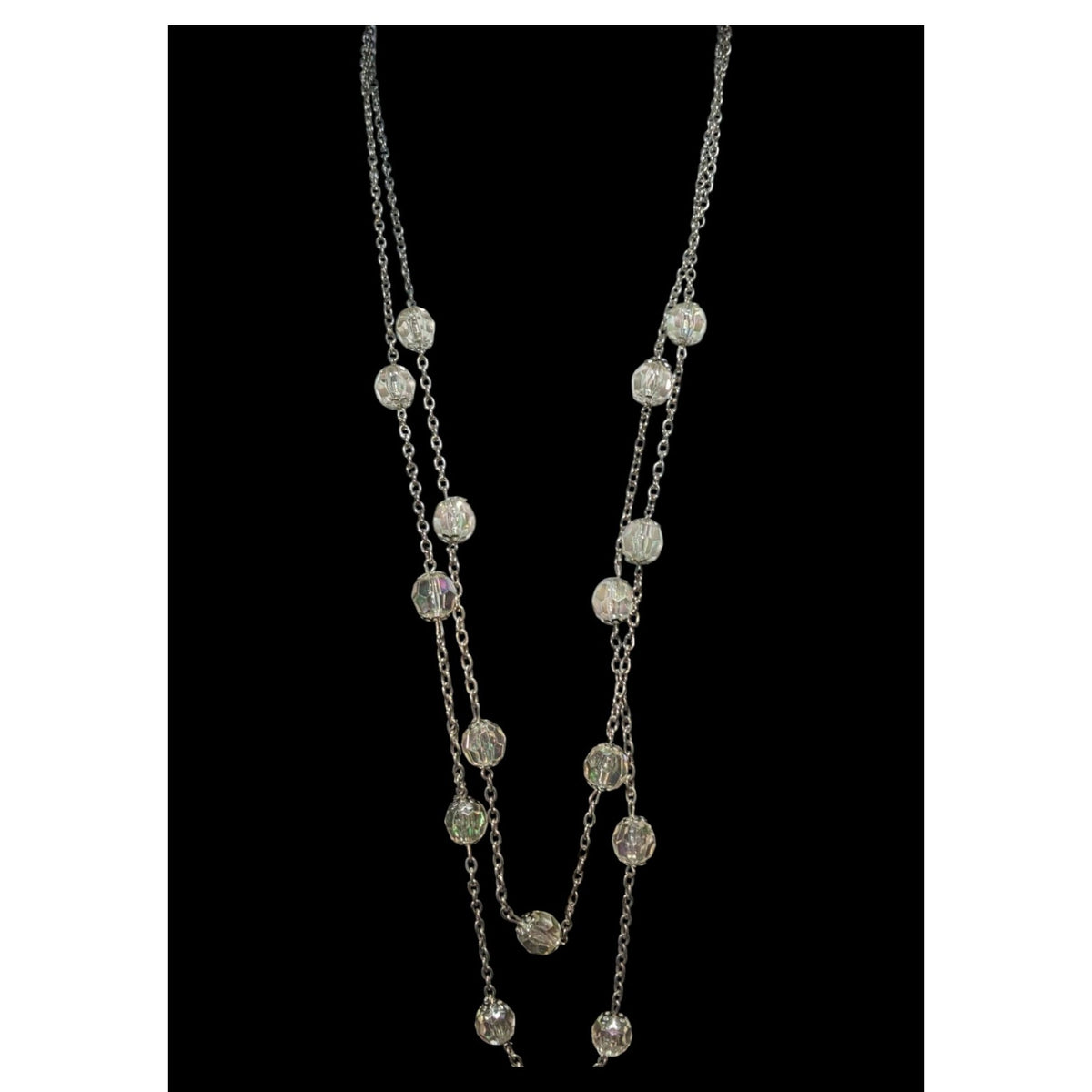 Ethereal Fairycore Aurora Borealis Acrylic Bead Station Necklace 28 Inch