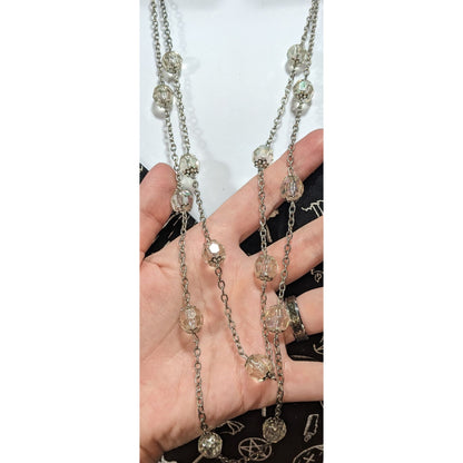 Ethereal Fairycore Aurora Borealis Acrylic Bead Station Necklace 28 Inch