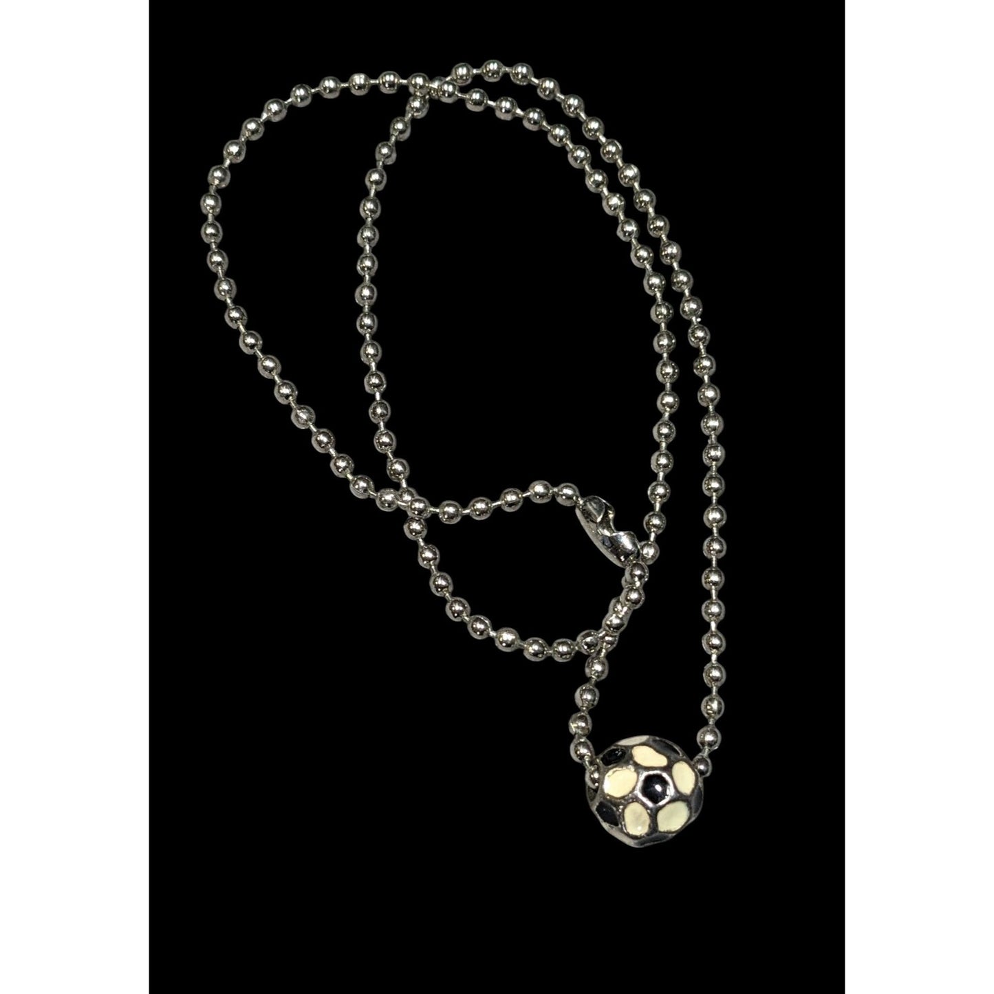 Sporty Soccer Ball Pendant Necklace With Enamel Accents