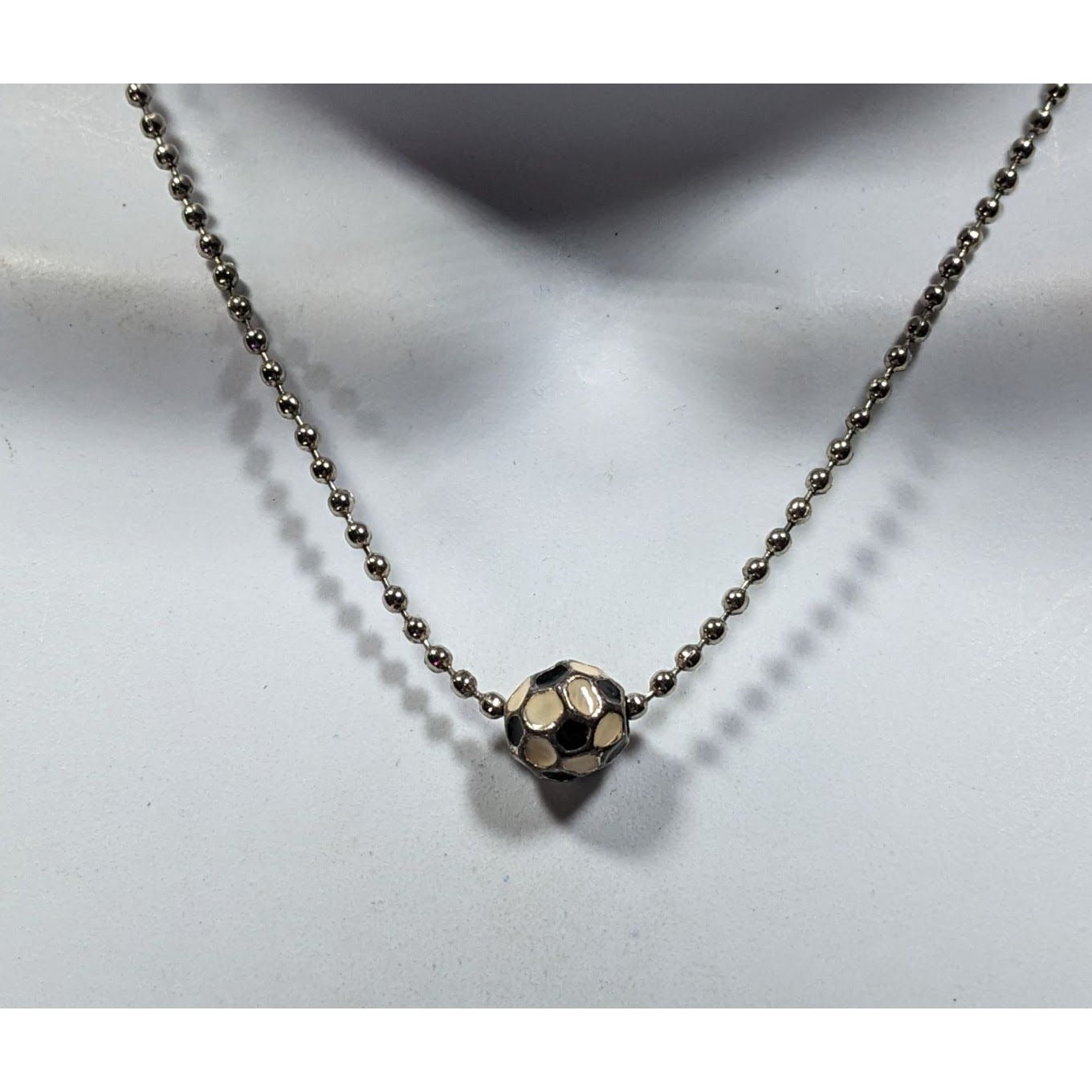 Sporty Soccer Ball Pendant Necklace With Enamel Accents