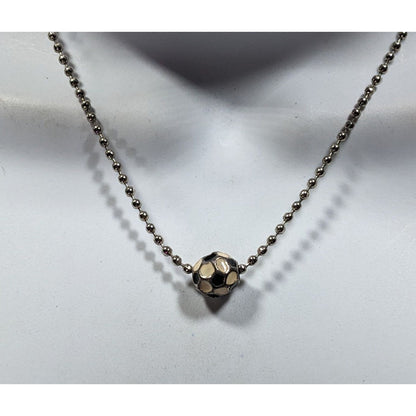 Sporty Soccer Ball Pendant Necklace With Enamel Accents