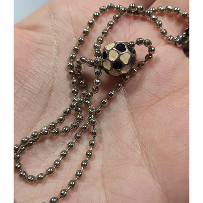 Sporty Soccer Ball Pendant Necklace With Enamel Accents