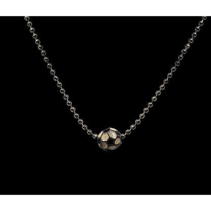 Sporty Soccer Ball Pendant Necklace With Enamel Accents