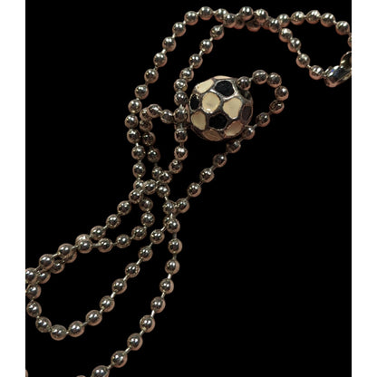 Sporty Soccer Ball Pendant Necklace With Enamel Accents