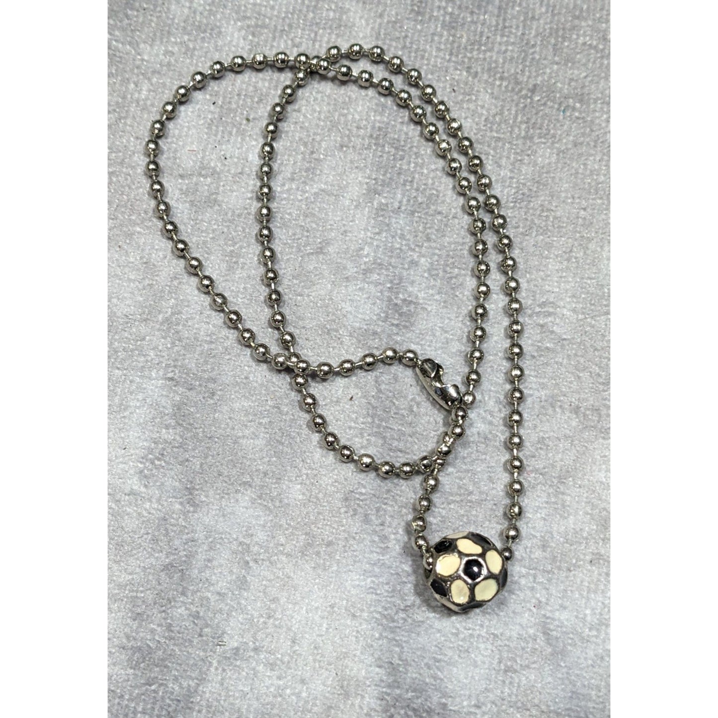 Sporty Soccer Ball Pendant Necklace With Enamel Accents