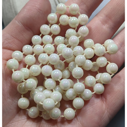 Iridescent White Faux Pearl Beaded Necklace