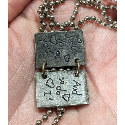 Religious Opening Book Heart Jesus Loves You Pendant Necklace