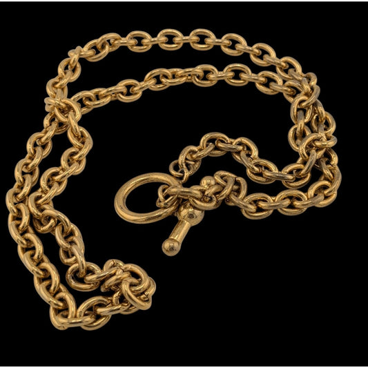 Vintage Glam Heavy Gold Tone Chain Toggle Neckalce