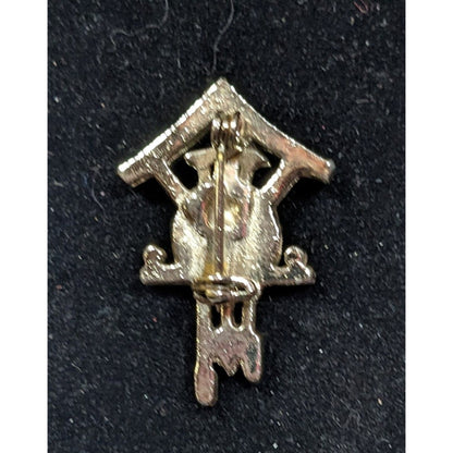 Vintage Cuckoo Clock Silver Tone Brooch (Missing Piece)