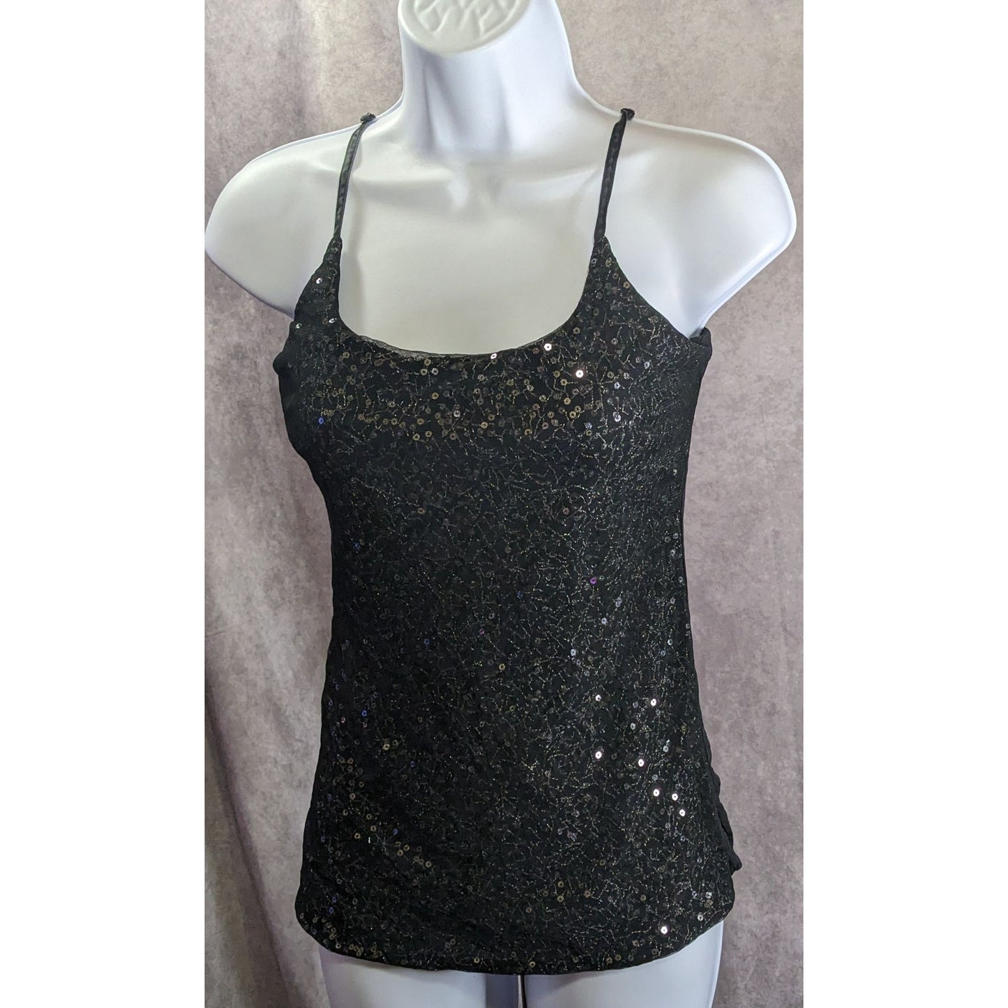 The Limited Black Sequin Lace Cami Top Size Medium Vintage Made In India