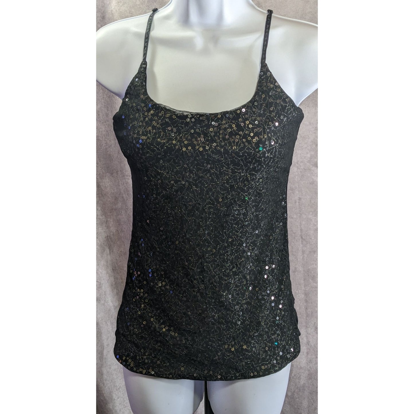 The Limited Black Sequin Lace Cami Top Size Medium Vintage Made In India