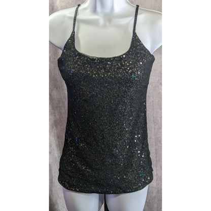 The Limited Black Sequin Lace Cami Top Size Medium Vintage Made In India