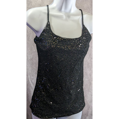 The Limited Black Sequin Lace Cami Top Size Medium Vintage Made In India