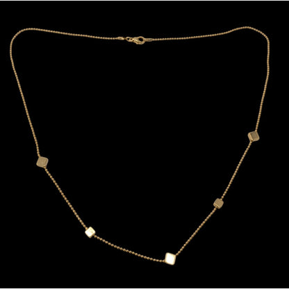 Gold Tone Cube Station Necklace Geometric Chain Minimalist Modern Jewelry