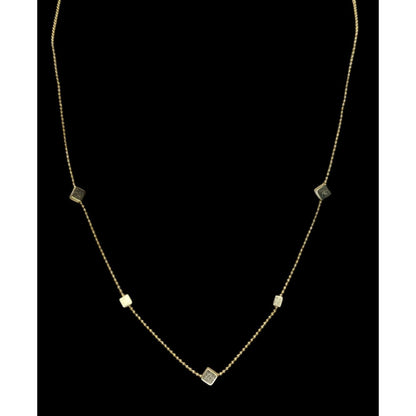 Gold Tone Cube Station Necklace Geometric Chain Minimalist Modern Jewelry