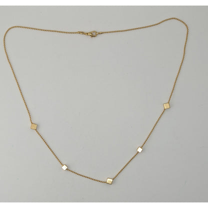 Gold Tone Cube Station Necklace Geometric Chain Minimalist Modern Jewelry
