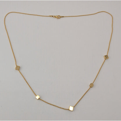 Gold Tone Cube Station Necklace Geometric Chain Minimalist Modern Jewelry