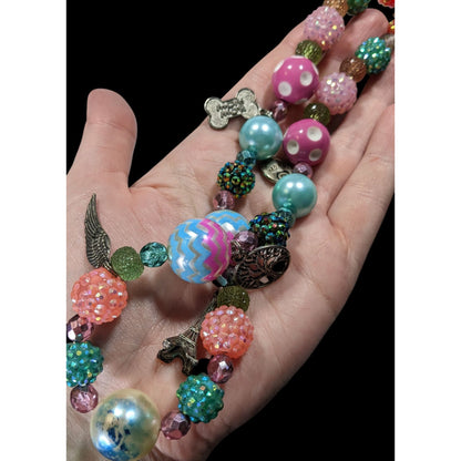 Candycore Bubblegum Rainbow Necklace With Charms