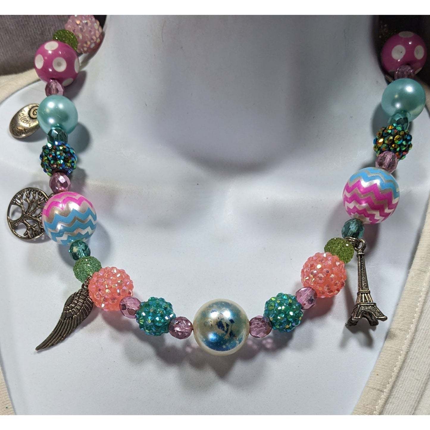 Candycore Bubblegum Rainbow Necklace With Charms