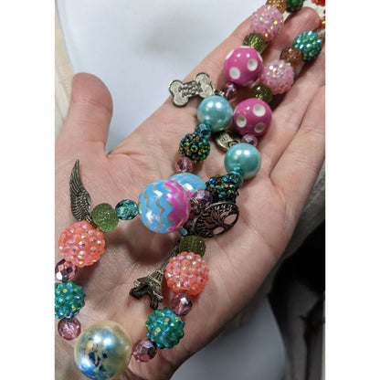 Candycore Bubblegum Rainbow Necklace With Charms