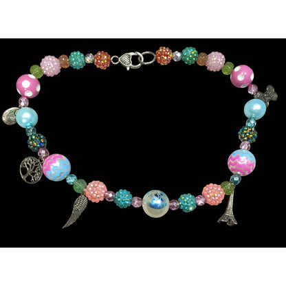 Candycore Bubblegum Rainbow Necklace With Charms