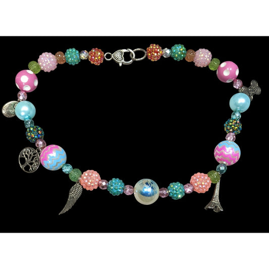 Candycore Bubblegum Rainbow Necklace With Charms