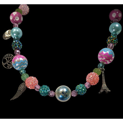 Candycore Bubblegum Rainbow Necklace With Charms