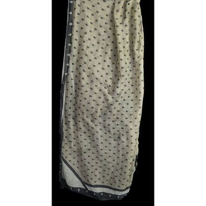 Gothic Skull Print Lightweight Beige Scarf With Black Accents 77"x41" Soft Fabric