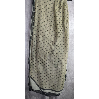 Gothic Skull Print Lightweight Beige Scarf With Black Accents 77"x41" Soft Fabric